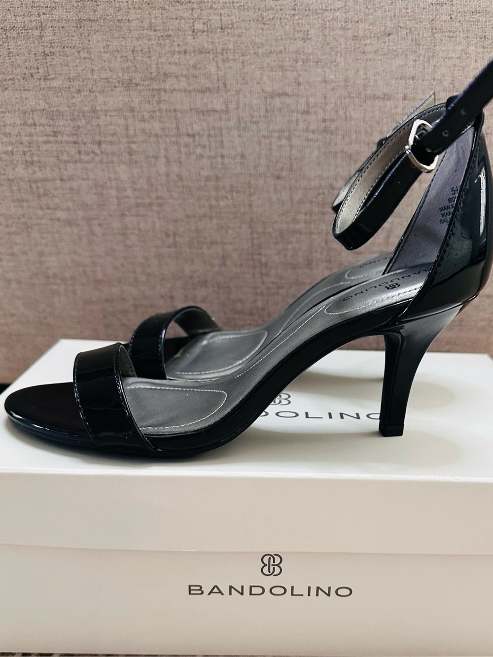 Bandolino Black Patent Ankle-Strap Dress Heels